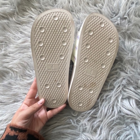 Adidas Off White Iridescent Stripe Slide On Sandal - Picture 6 of 6